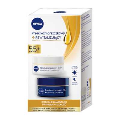 2 Pack Przeciwzmarszczkowy+ Rewitalizujący krem na dzień i krem na noc 55+ 2x50ml